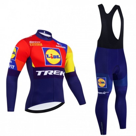 Cykeltøj Langærmet + Bib Cykelbukser 2025 Lidl-Trek Blå